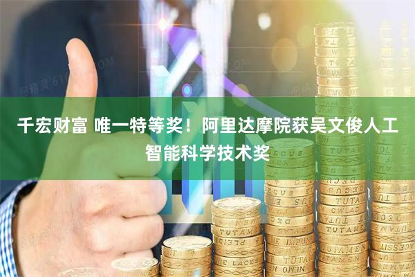 千宏财富 唯一特等奖！阿里达摩院获吴文俊人工智能科学技术奖